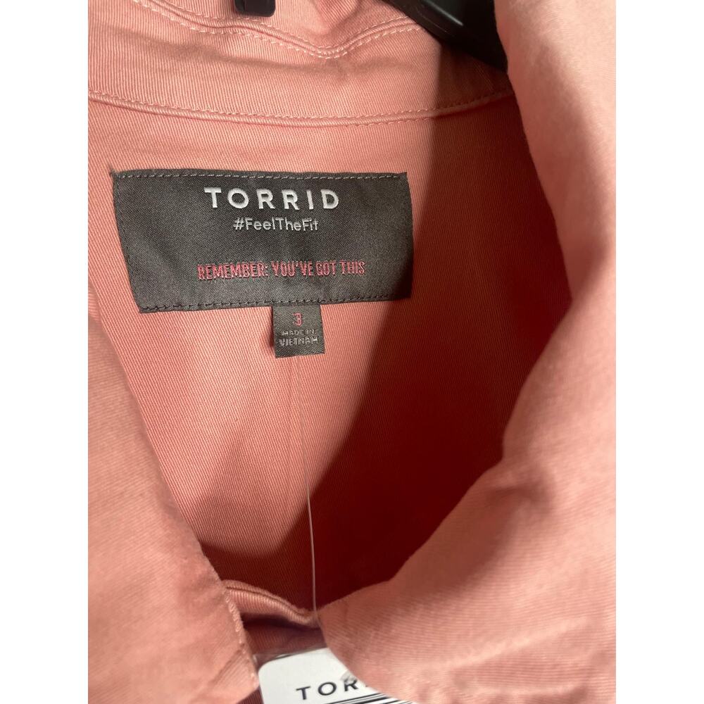 TORRID 3X New Pink Peplum Button Front Utility Shacket Jacket Pockets NWT - Picture 8 of 8